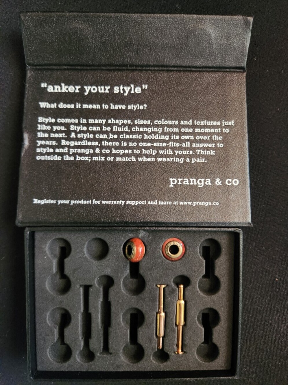 Pranga & Co Gold and Red Anchor-Accent Cufflinks